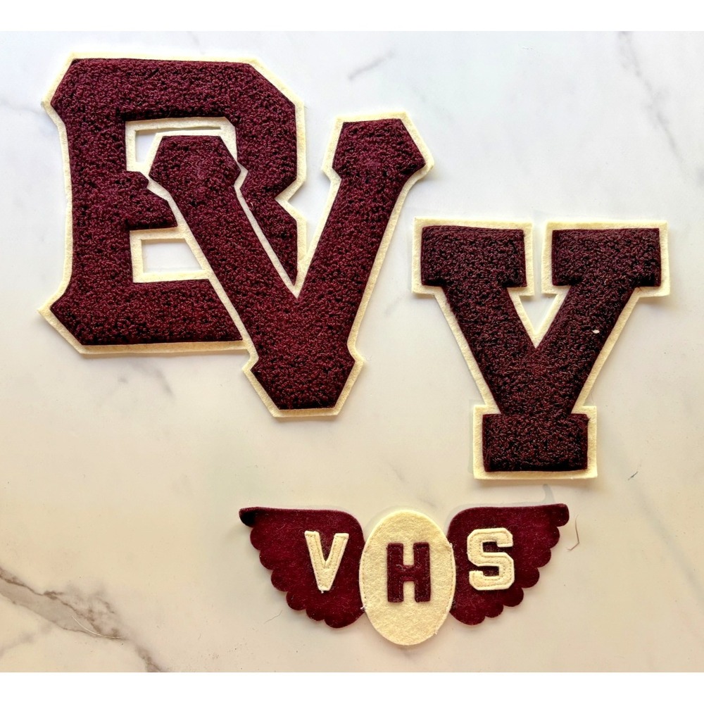 Vintage VHS Letterman Jacket Patches Varsity Felt Sew On School Monogram Lot